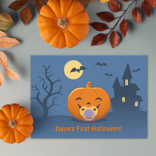 Meine erste Halloween-Schnuller-Kürbis-Party Einladung