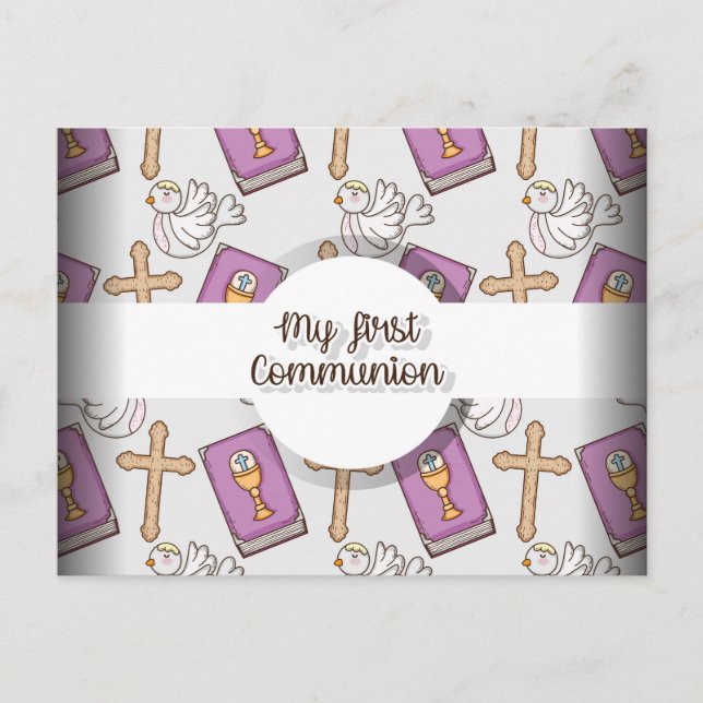 Meine erste Kommunion Ankündigungspostkarte (Vorderseite)
