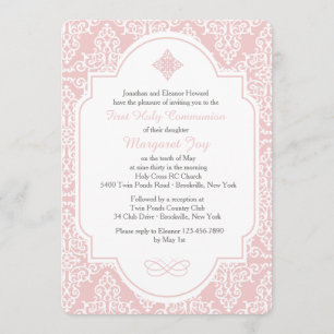 Meine erste Kommunions-rosa Einladung