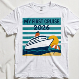 Meine erste Kreuzfahrt 2026 Retro-Sonnenuntergang  T-Shirt