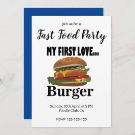 Meine erste Liebe Burger Fast Food Party Einladung