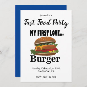 Meine erste Liebe Burger Fast Food Party Einladung