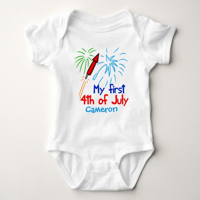 Meine erste Niedliche Fireworks Monogram am 4. Jul Baby Strampler (Vorderseite)