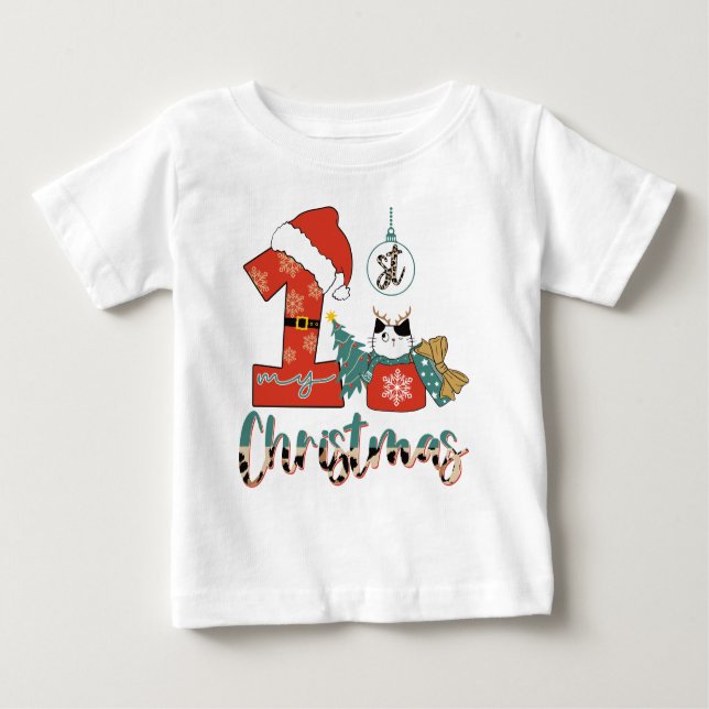 Meine erste Niedliche Weihnachtskatze Baby T-shirt (Vorderseite)