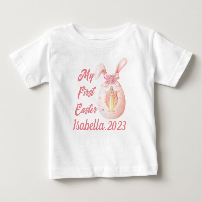 Meine erste Osterreligiöse Jesus Bunny Egg Girl Baby T-shirt (Vorderseite)