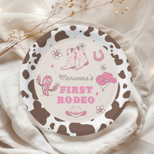 Meine erste Rodeo Cowgirl pink braune Geburtstagsp Pappteller