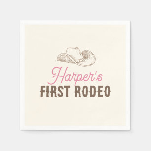 Meine erste Rodeo personalisierte pinke Cowgirl-Ge Serviette