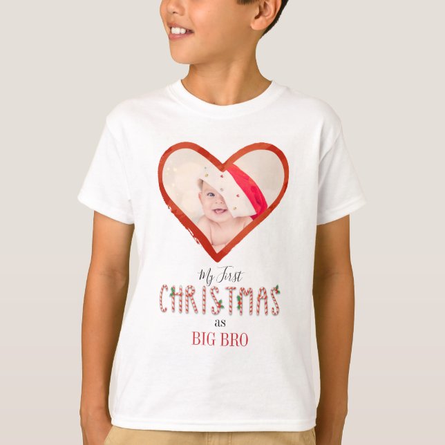 Meine erste Weihnachts-Bruder-Liebe Heart Baby Fot T-Shirt (Vorderseite)