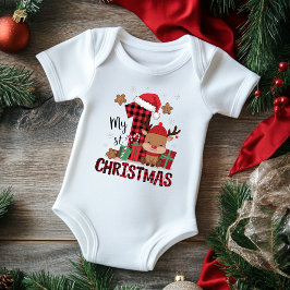Meine erste Weihnachts Niedliche Rentiere Red Kari Baby Strampler