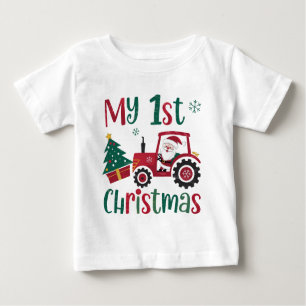 Meine erste Weihnachts-Niedliche Santa Traktor Far Baby T-shirt
