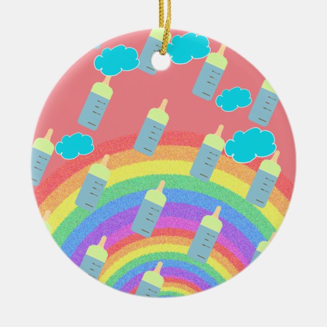 Meine erste Weihnachts-Rainbow-Babyflasche Dekorat Keramik Ornament (Vorne)