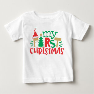 Meine erste Weihnachtsbaum-Weihnachtsmannmütze Red Baby T-shirt