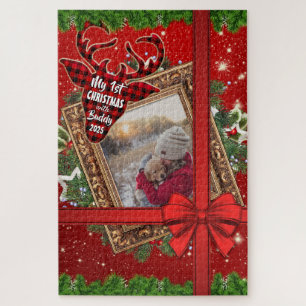 Meine erste Weihnachtsfeier mit Red Bow Gold Foto Puzzle