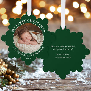 Meine erste Weihnachtskarte für das Foto Green Orn Ornament Karte