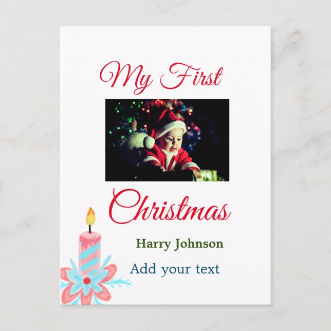 Meine erste Weihnachtskerze gibt dem Foto den Name Postkarte (Vorderseite)