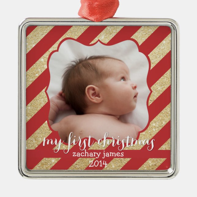 Meine erste Weihnachtsrot-und Ornament Aus Metall (Vorne)