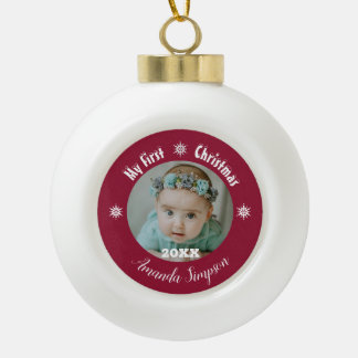 Meine erste Weihnachtsschneeflocke Gerahmte Orname Keramik Kugel-Ornament