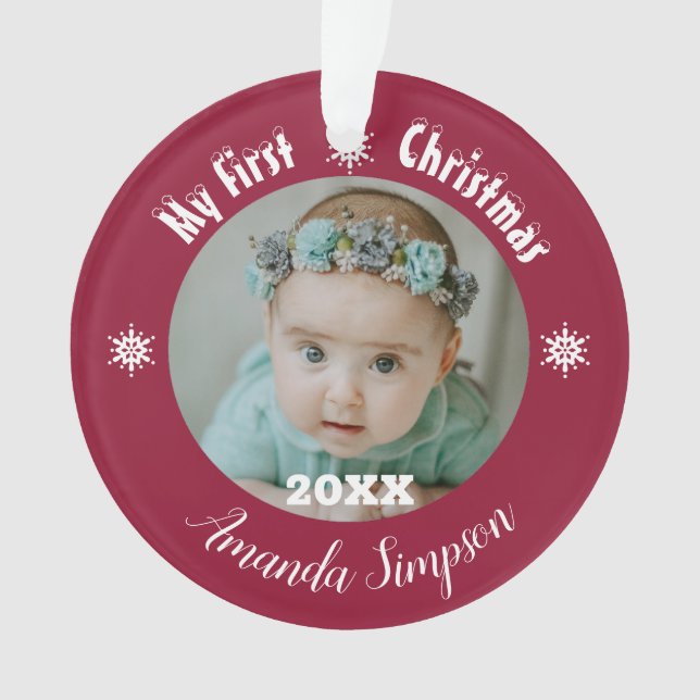 Meine erste Weihnachtsschneeflocke Gerahmte Orname Ornament (Vorderseite)