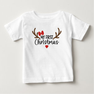 Meine erste Weihnachtstypografie Einfache Geweihsc Baby T-shirt