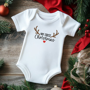 Meine erste Weihnachtstypografie Einfaches Hirschg Baby Strampler