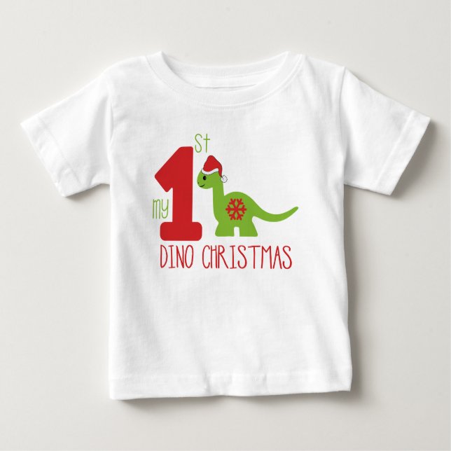 Meine erste Weihnachtstypografie Niedlich Dinosaur Baby T-shirt (Vorderseite)
