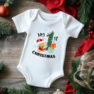 Meine erste Weihnachtstypografie Niedlich Gingerbr Baby Strampler