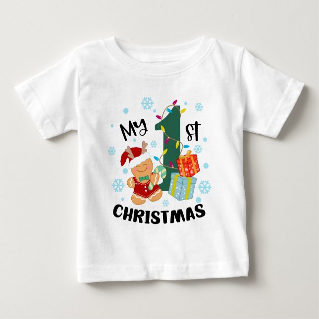 Meine erste Weihnachtstypografie Niedlich Gingerbr Baby T-shirt (Vorderseite)