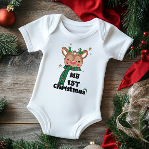 Meine erste Weihnachtstypografie Niedlich Rentiere Baby Strampler