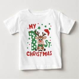 Meine erste Weihnachtstypografie Niedlich Rentiere Baby T-shirt