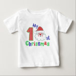 Meine erste Weihnachtstypografie Niedlich Santa Baby T-shirt<br><div class="desc">Mein erster Weihnachtstypografie Niedlicher Santa Baby Girl Baby T - Shirt zeigt den Text "Mein 1. Weihnachten" in der modernen Schriftzeichen-Typografie mit einem festlichen Weihnachtsmann. Perfektes Weihnachtsgeschenk für einen kleinen Jungen oder ein kleines Mädchen. Erstellt von Evco Studio www.zazzle.com/store/evcostudio</div>