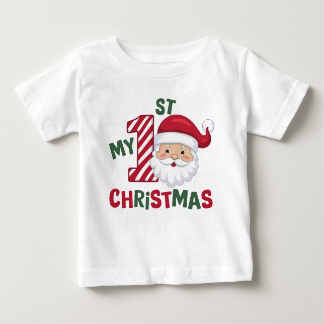 Meine erste Weihnachtstypografie Niedlich Santa Baby T-shirt (Vorderseite)