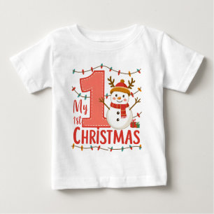 Meine erste Weihnachtstypografie Niedlich Snowman Baby T-shirt