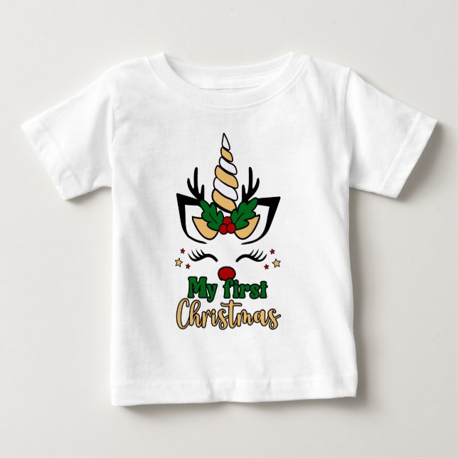 Meine erste Weihnachtstypografie Niedliche festlic Baby T-shirt (Vorderseite)