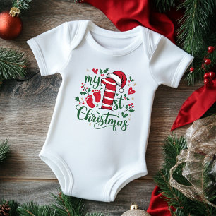 Meine erste Weihnachtstypografie Süße Mütze von Sa Baby Strampler