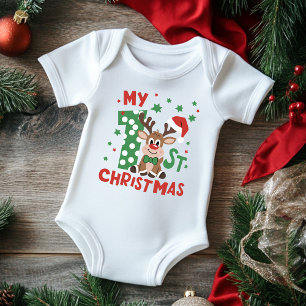 Meine erste Weihnachtstypografie Süße Rentiere Baby Strampler