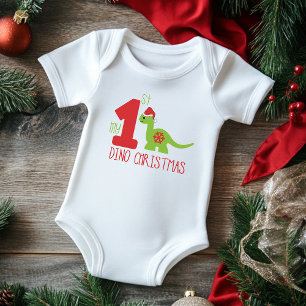 Meine erste Weihnachtstypografie Süßer Dinosaurier Baby Strampler