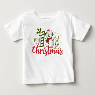 Meine erste Weihnachtstypografie Süßer Schneemann Baby T-shirt