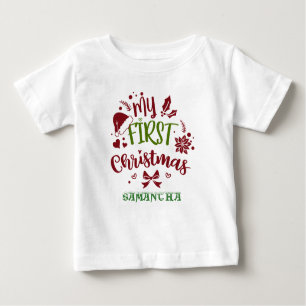 Meine erste Weihnachtstypografie-Weihnachtsmannmüt Baby T-shirt