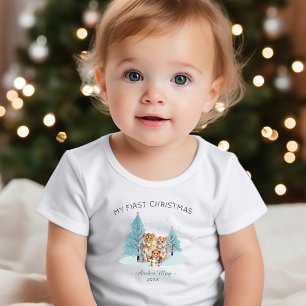 Meine erste Weihnachtswasserfarbe Niedlichen Löwen Baby T-shirt