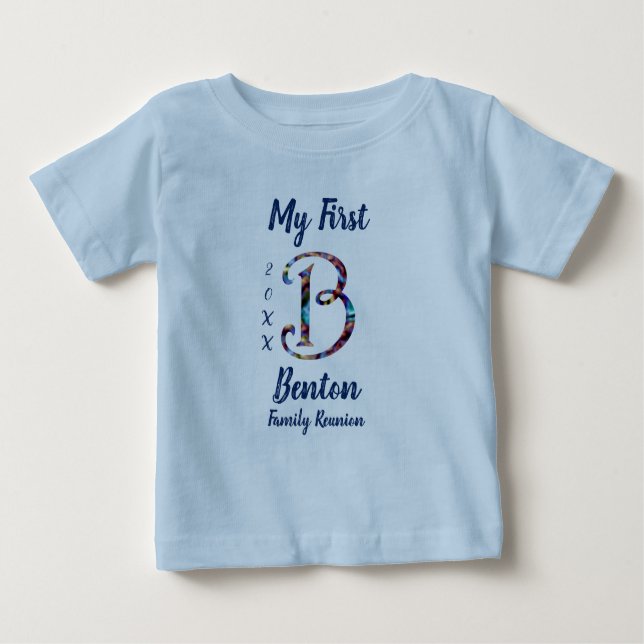 Meine erste Wiedersehen Letter-B-Krawatte-Dye-Mono Baby T-shirt (Vorderseite)