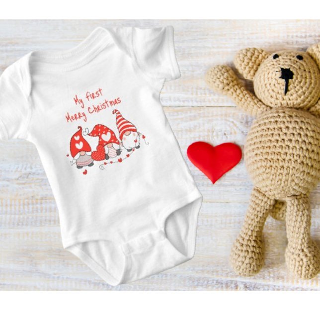 Meine ersten Weihnachten 3 Niedlichen Gnome Baby Strampler (Von Creator hochgeladen)