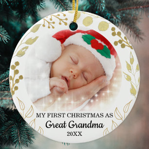Meine ersten Weihnachten als großes Oma-Foto Keramik Ornament