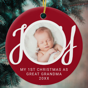 Meine ersten Weihnachten als großes Oma Foto rot Keramik Ornament