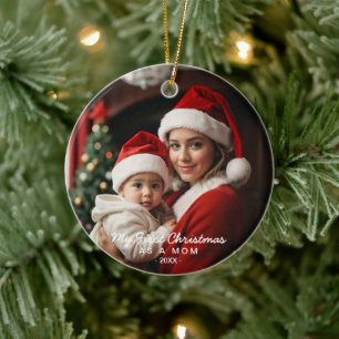 Meine ersten Weihnachten als Mama Foto Keramik Ornament
