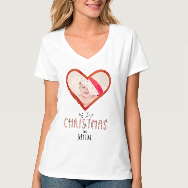 Meine ersten Weihnachten als Mama Liebe Herz Baby  T-Shirt (Vorderseite)
