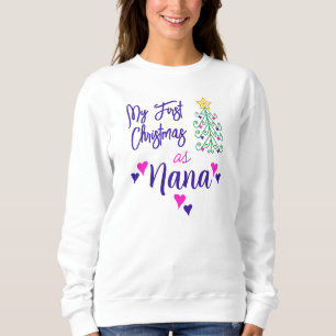 Meine ersten Weihnachten als Nana Lila rosa Herz B Sweatshirt
