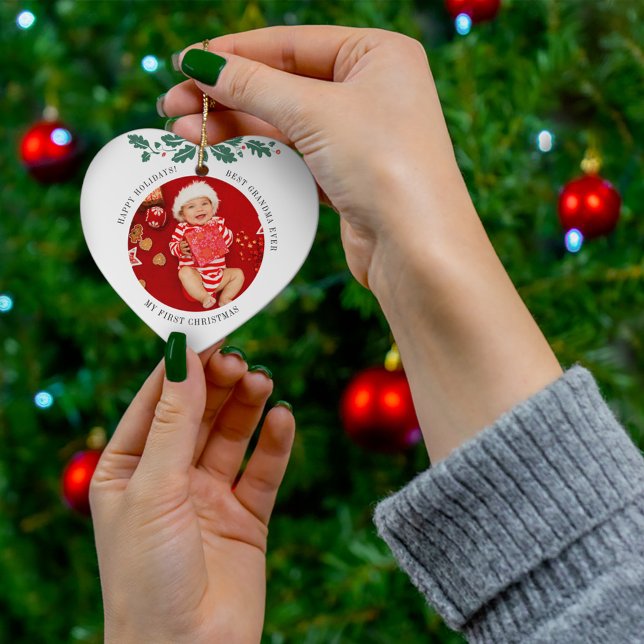 Meine ersten Weihnachten als Oma Baby Foto Keramik Ornament (Von Creator hochgeladen)