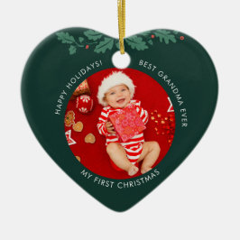 Meine ersten Weihnachten als Oma Baby-Fotos Keramik Ornament