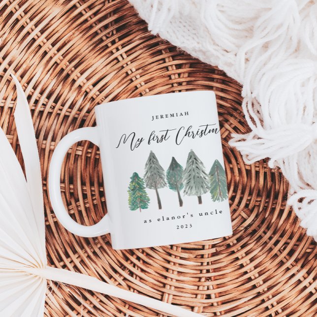 Meine ersten Weihnachten als Onkel Foto Pine Trees Kaffeetasse (Von Creator hochgeladen)