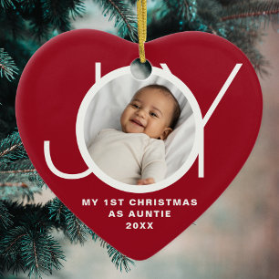Meine ersten Weihnachten als Tantchen Foto rot Keramik Ornament